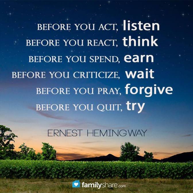 Before you and so on